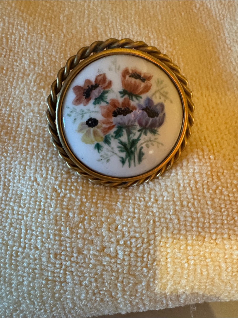 Vintage hand-painted brooch